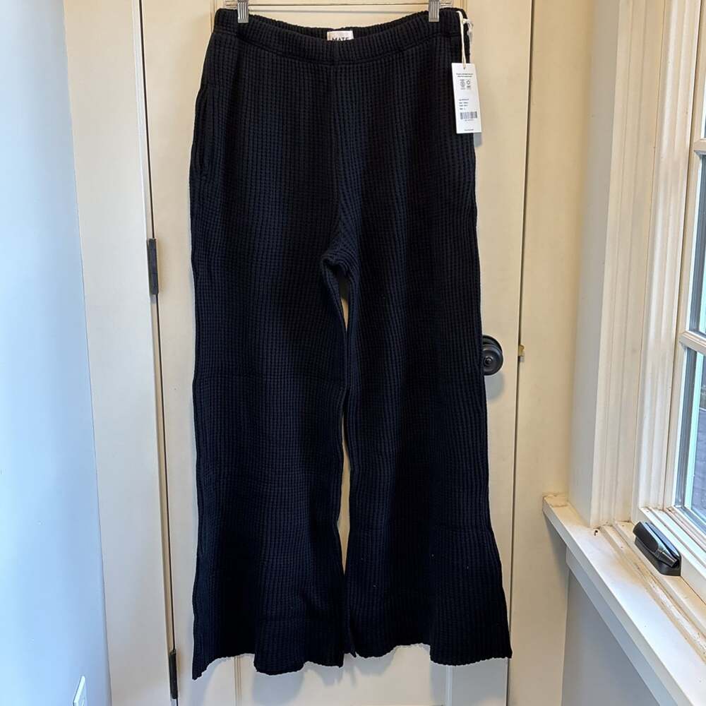 MATE THE LABEL WOMEN'S ORGANIC COTTON WAFFLE KNIT WIDE LEG PANTS XL NWOT